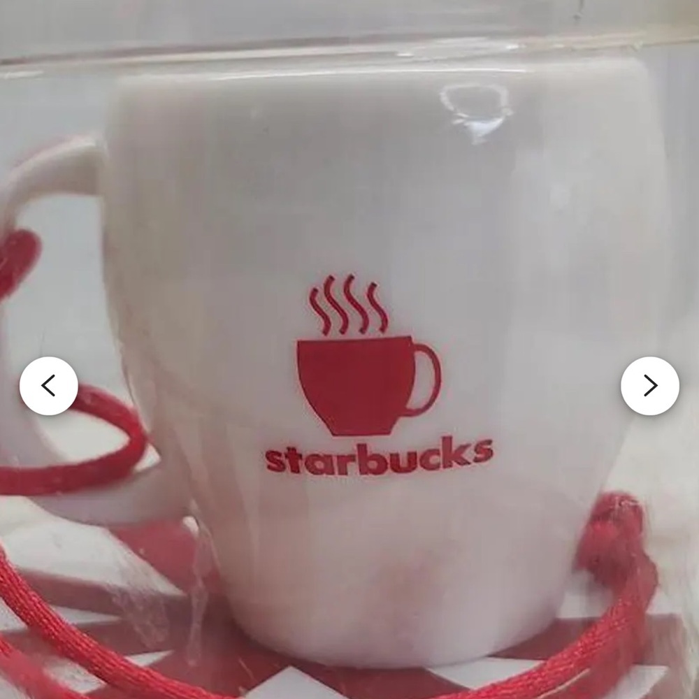 Vintage 2004 Starbucks White Ceramic Mug with Red Accent